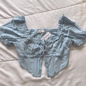 Blue Puff Sleeve Corset